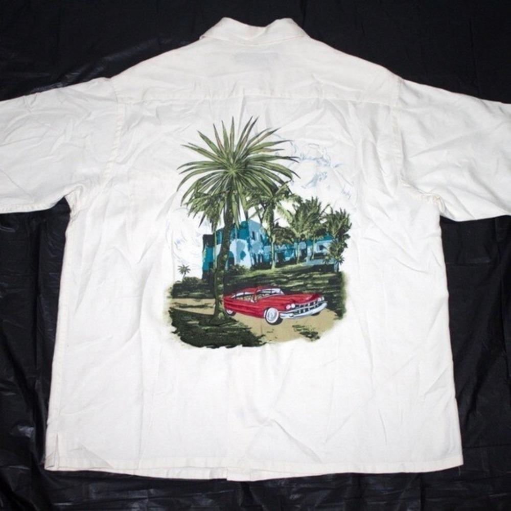 Caribbean Mens Hawaiian Short‎ Sleeve Button Front Shirt Size Medium